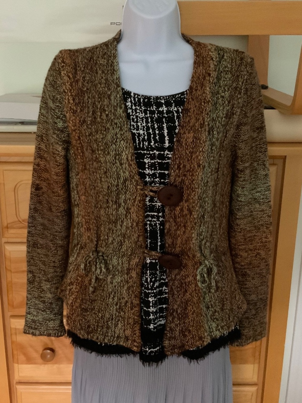 Knit women’s blazer, brown, size small - medium, wool blend